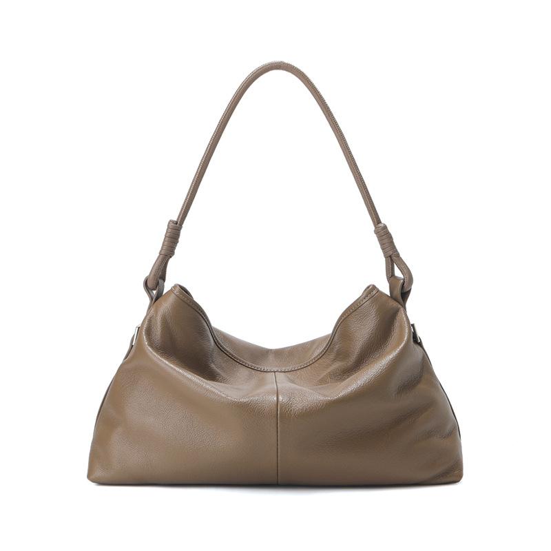 First layer cowhide shoulder bag women's large-capacity simple and versatile commuter tote bag light luxury leather casual handbag