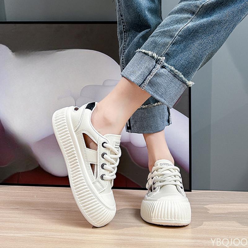 New Hollow Out Sports Women's Shoes 2025 Breathable Casual Thick Soled Vulcanized Board Shoes Platform Sneakers Zapatos De Mujer