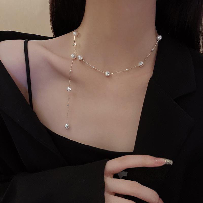 The New 925 Silver Gypsy Pearl Necklace for Women Wears More Versatile Round Autumn and Winter Sweater Chains Without Fading
