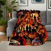 Firefighter Fireman Rescue Truck Helmet Hydrant Badge Print Fabric PanelBlanket Flannel Throw Blanket for Sofa, Bed, Travel, Camping, Office