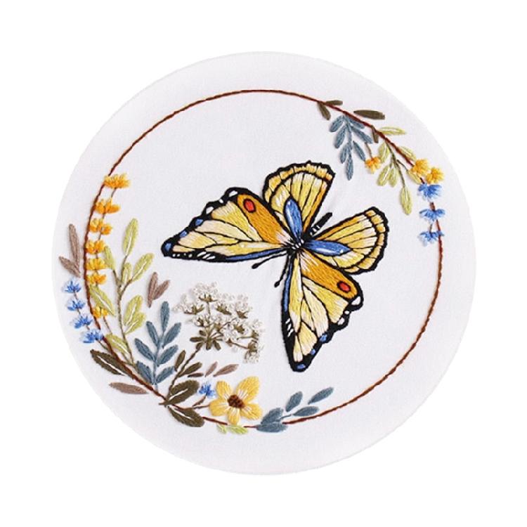 Sewing Kits Embroidery Kits with Butterfly Floral Pattern Handmade Butterfly Floral Embroidery Starter Kits for Woman