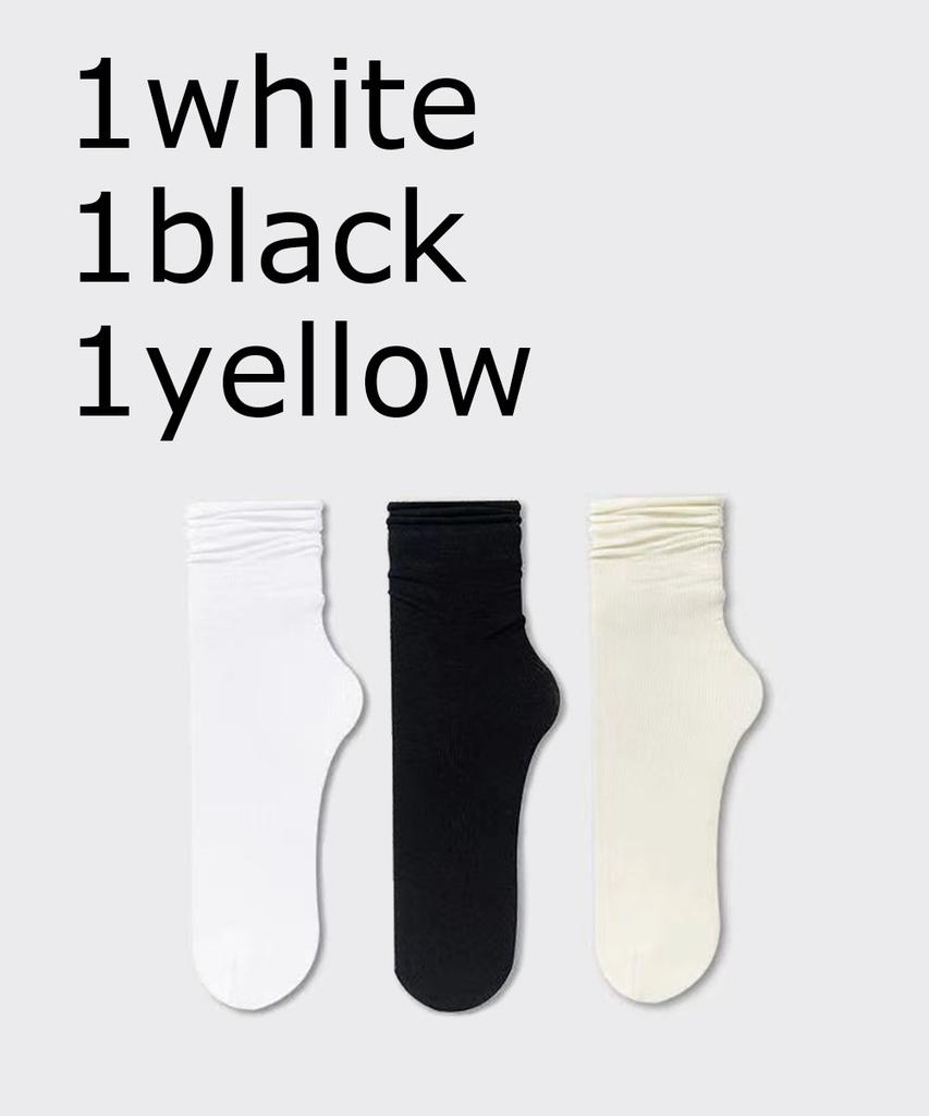5/10 Pairs Ice Silk Women's Middle Tube Thin Socks Summer Cool Black and White Socks Ice Pile Ladies' Casual Socks