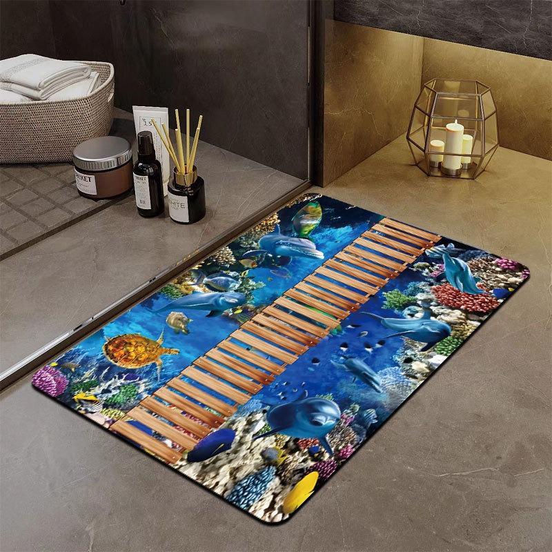 3D Wood Bridge Diatom Mud Bathroom Mat - Anti-Slip, Water-Absorbent, Easy-Clean 40*60cm