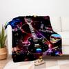 "Electric Guitar with Skulls & Music Notes Art Print Poster"Blanket Flannel Throw Blanket for Sofa, Bed, Travel, Camping, Office