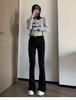 Women's High-Waist Black Micro-Flare Jeans: Slimming, Versatile, Trendy Wide-Leg Horseshoe Pants, Floor-Length, 2025 Collection.