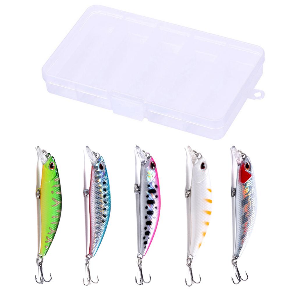 

5 шт., небольшой комплект воблера Minnow, искусственная приманка с коробкой для хранения, приманка для ловли окуня, снасти