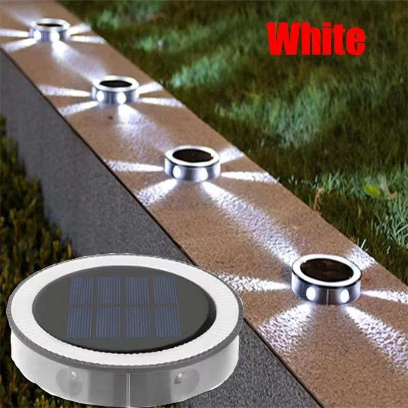 Outdoor Solar Wall Light Waterproof Round Petal Garden Ground-Mounted Lamp with 8 Modes for Deck Fence Landscape Lighting