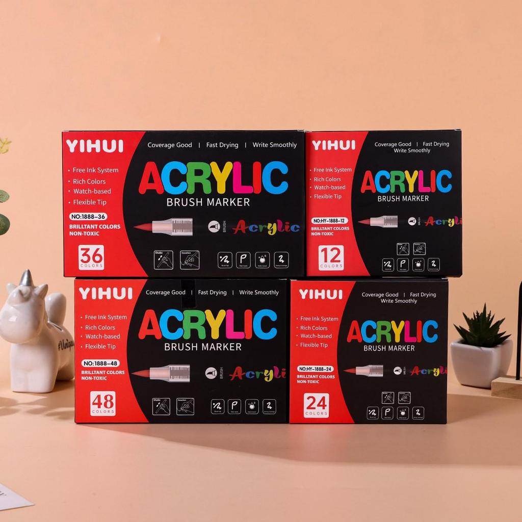 TK Acrylic Liquid Marker with Soft Tip: No Press Needed, Waterproof, Stackable Colors for Student Drawing