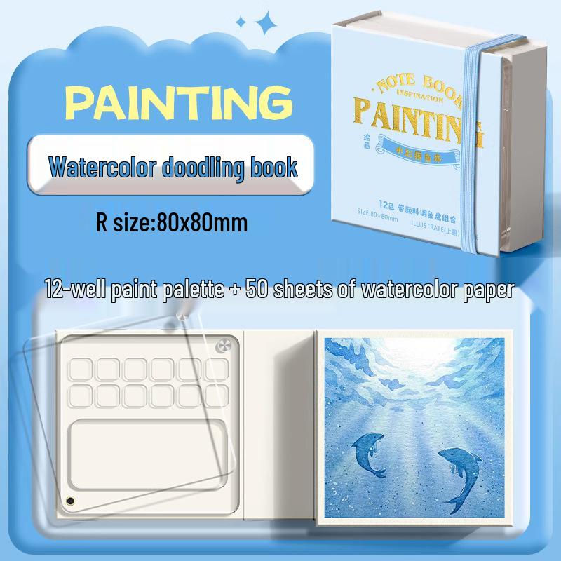 Compact Blue Sketchbook for Watercolor & Marker Art