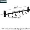 Barra da Cucina con 6 Ganci Scorrevoli, Porta Utensili da Cucina a Parete, Set Porta Organizer per Padelle e Pentole, Nero