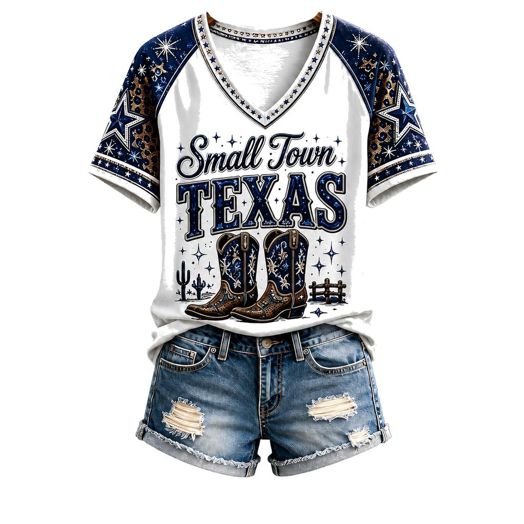 Damen Western Grafik-T-Shirt - Lustiges 'She's From I Can Tell' Neuheit Kurzarm-T-Shirt