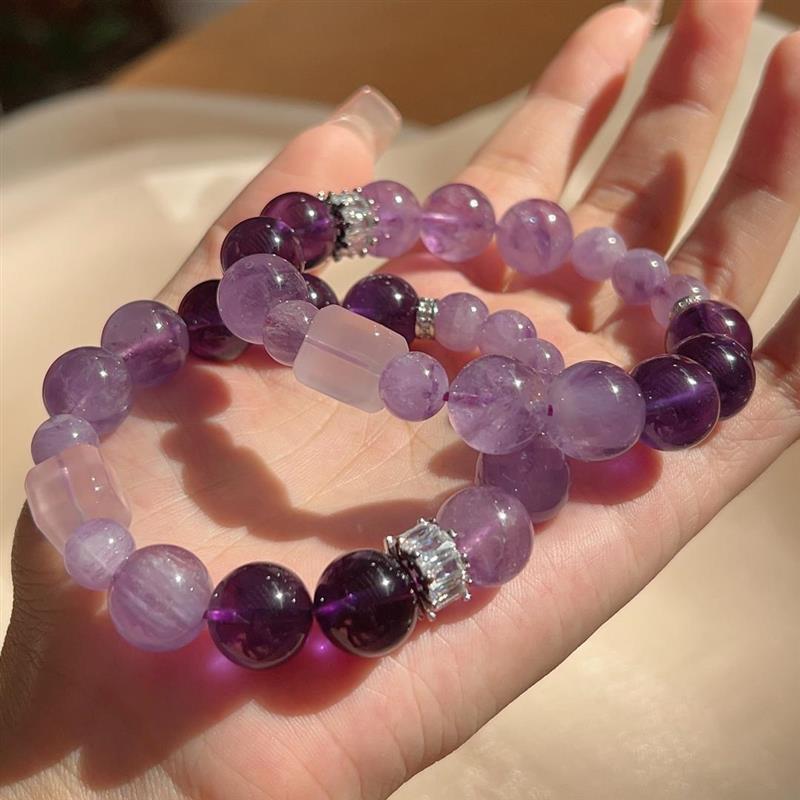 Rhythmic Purple Crystal Bracelet: Qixi Limited Edition with Nine Purple Li Fire Beads - Women's Douyin Style