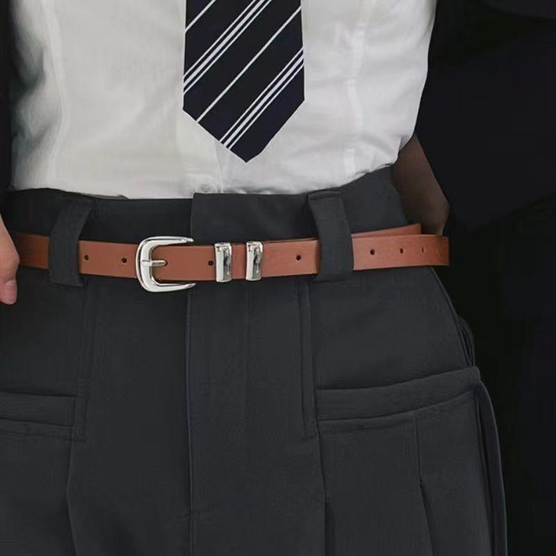 Womens Fashionable Slim Belt In Multiple Colors With Stylish Metal Ring Detail