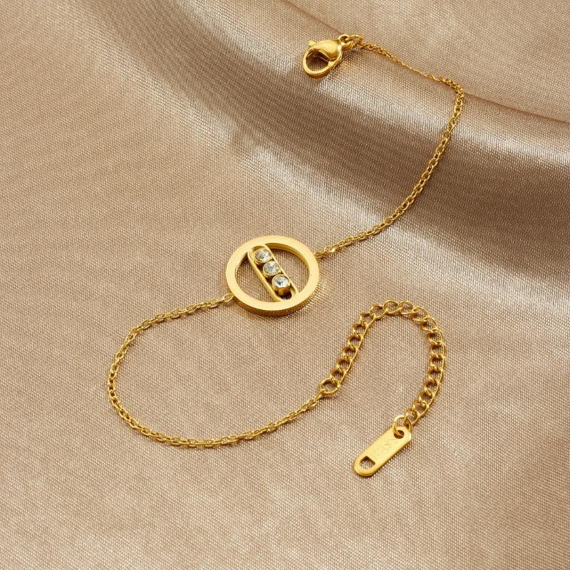 Gold Plated Moving CZ Charm Bracelet, Dainty Adjustable Cable Chain for Women, Elegant Daily Jewelry Gift