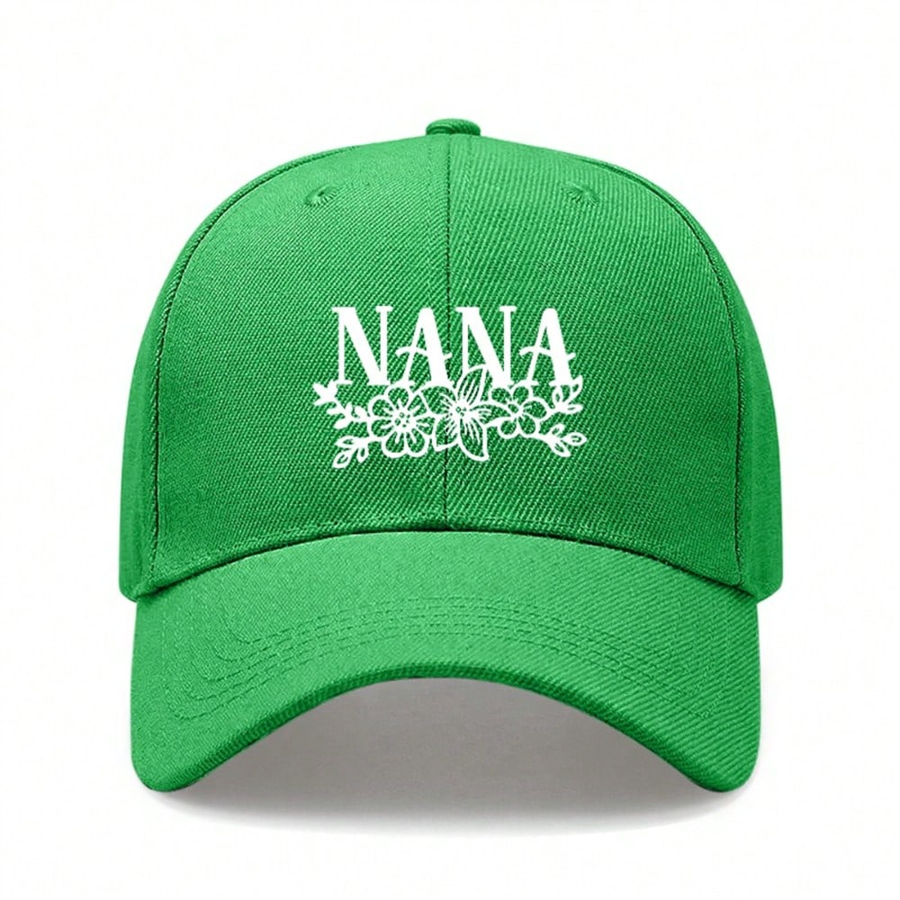 Black Baseball Cap - Letter "NANA" Print Polyester Adjustable Breathable Curved Brim Sun Protection Casual Outdoor Sports For Grandma Gift