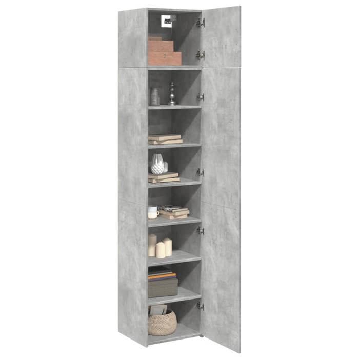 VidaXL Armoire de rangement mince gris béton 45x42,5x225 cm, armoire de rangement de salle de bain, unité de rangement de 3281290