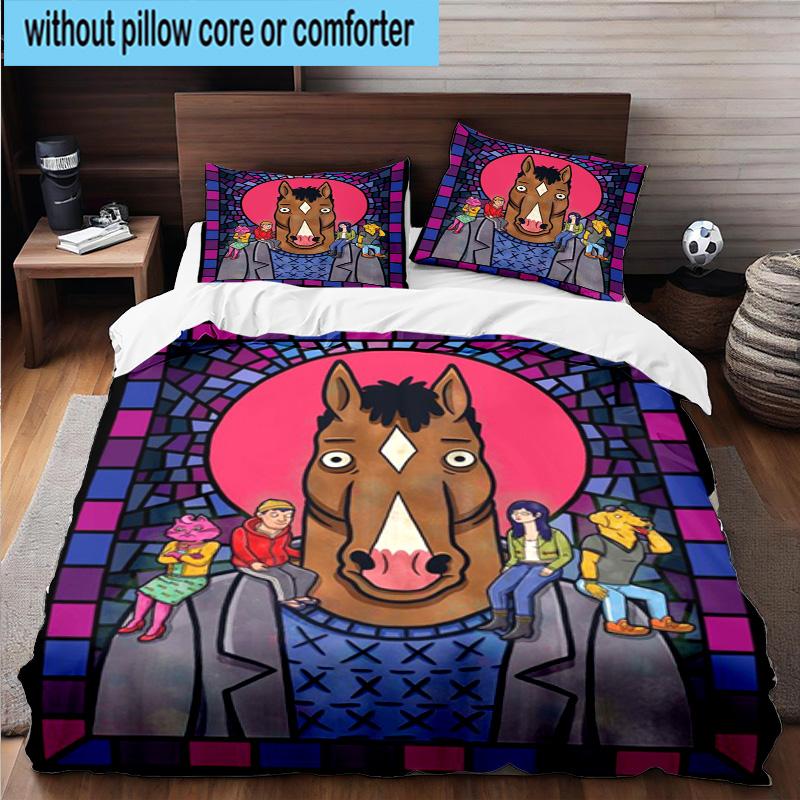 3PCS Pink Cat Man Horse 3pcs Bedding,Including 3PCS Duvet Cover And 2pcs Pillowcases Perfect for Christmas,Ideal for Bedroom, Dormitory