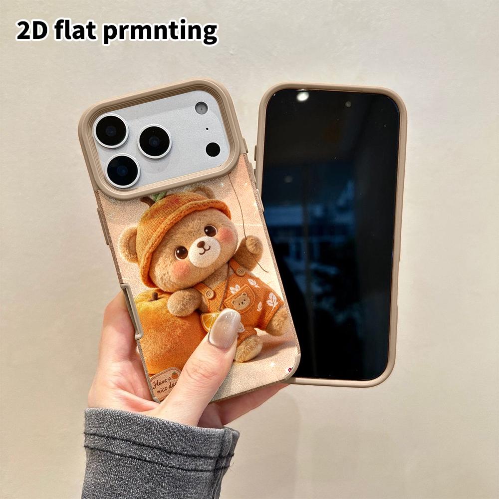 Phone Case: 2D flat lambskin suitable for iPhone 18 17 16 15 14 13 Pro film protective case,warm orange simple, Christmas and Halloween gift