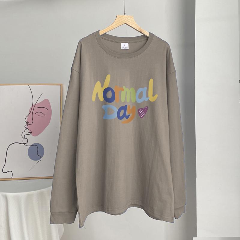 

Hirsionsan, цветная футболка из плотного хлопка с длинными рукавами и принтом, женские винтажные шикарные базовые пуловеры, женские весенние футболки 2023 3XL хаки