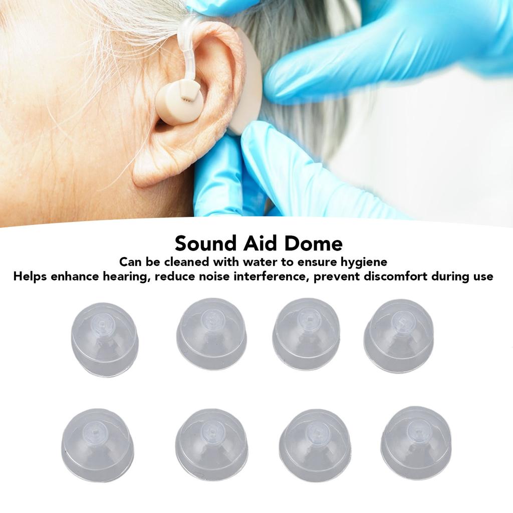 20 Pcs Sound Aid Dome 12mm Transparent Double Layer Closed Sound Aid Tips with Vent Cleaner and Cleaning Brush