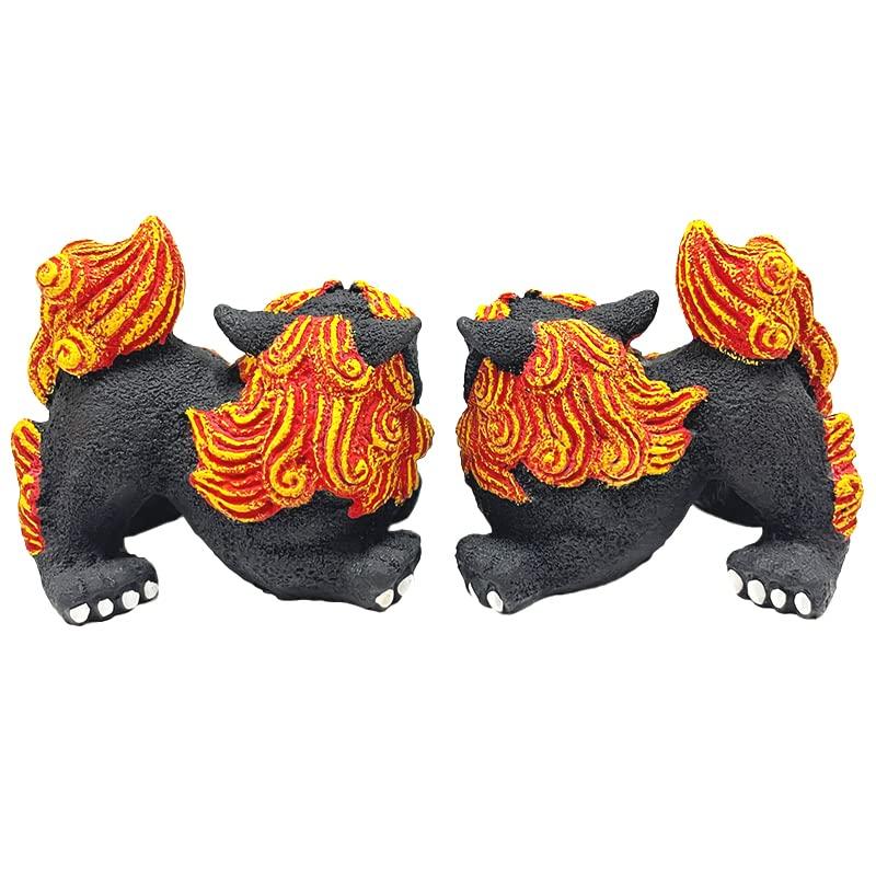 Okinawa Souvenir Shisa Figur, Mini, Curry Shisa für den Eingang (Schwarz/Horizontal)