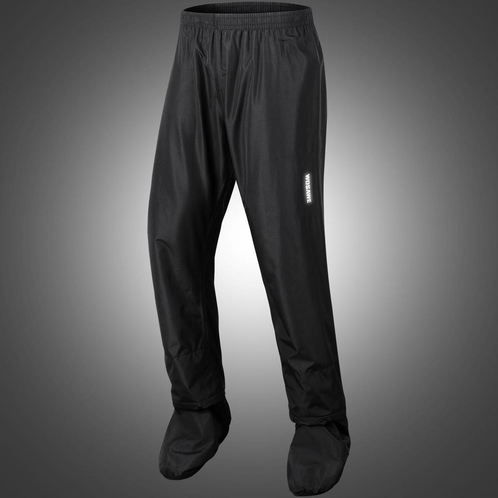 Wosawe Pánské cyklistické nepromokavé kalhoty odolné proti povětrnostním vlivům s návleky na boty, reflexní rychleschnoucí cyklistické kalhoty