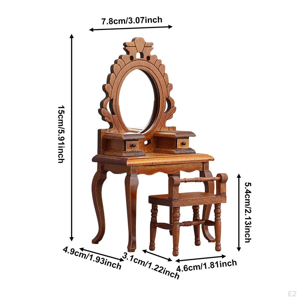 Miniature Makeup Furniture Set Dollhouse 1/12 for Living Room Workmanship Wooden Vintage