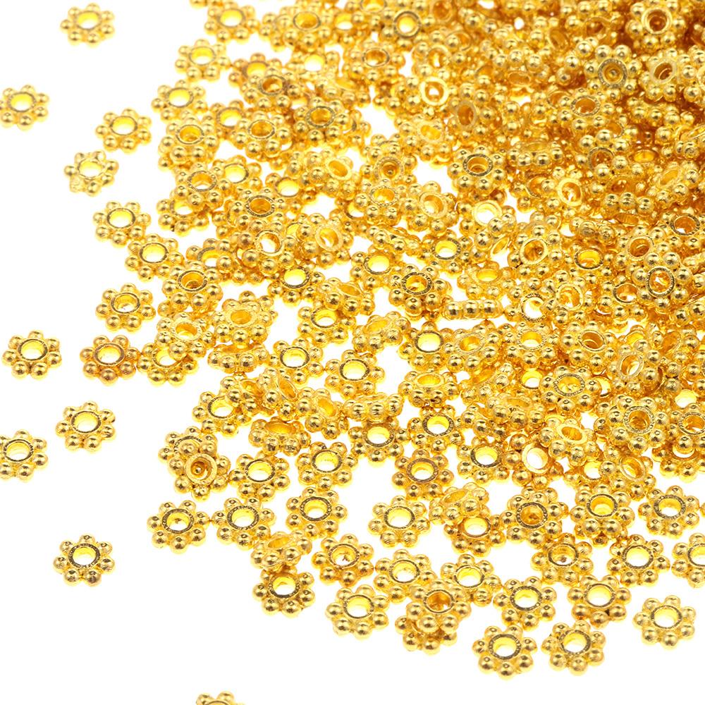 1000 PCS 4mm Gold Spacer Beads Flower Flower Loose Beads Gold Bead Spacers  Earring