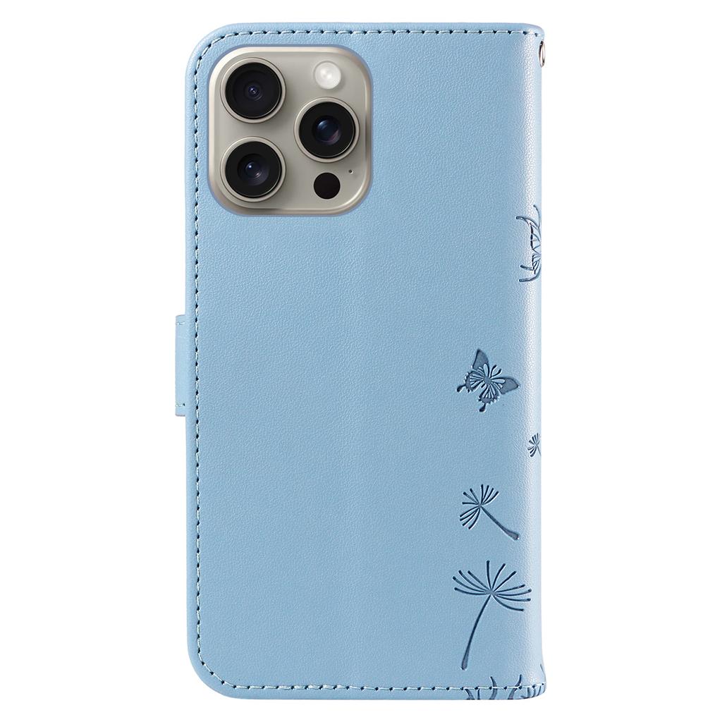 For iPhone 15 Pro Leather Case Wallet Phone Cover Dandelion Imprint