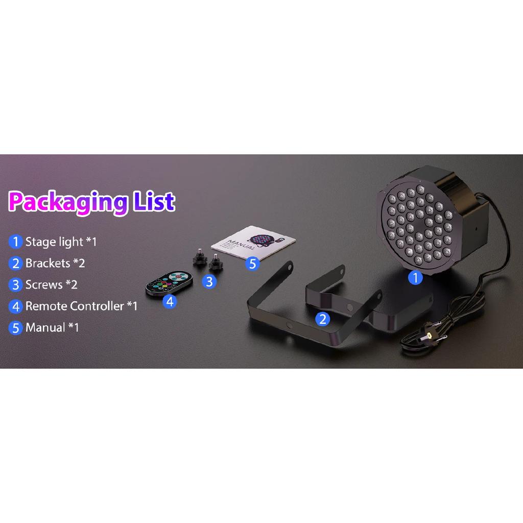 Datewink 2/4PCS Flat Par Lights 36LEDs RGB Stage Lighting Effect DMX512 Control For DJ Disco Church Wedding Party Club Christmas