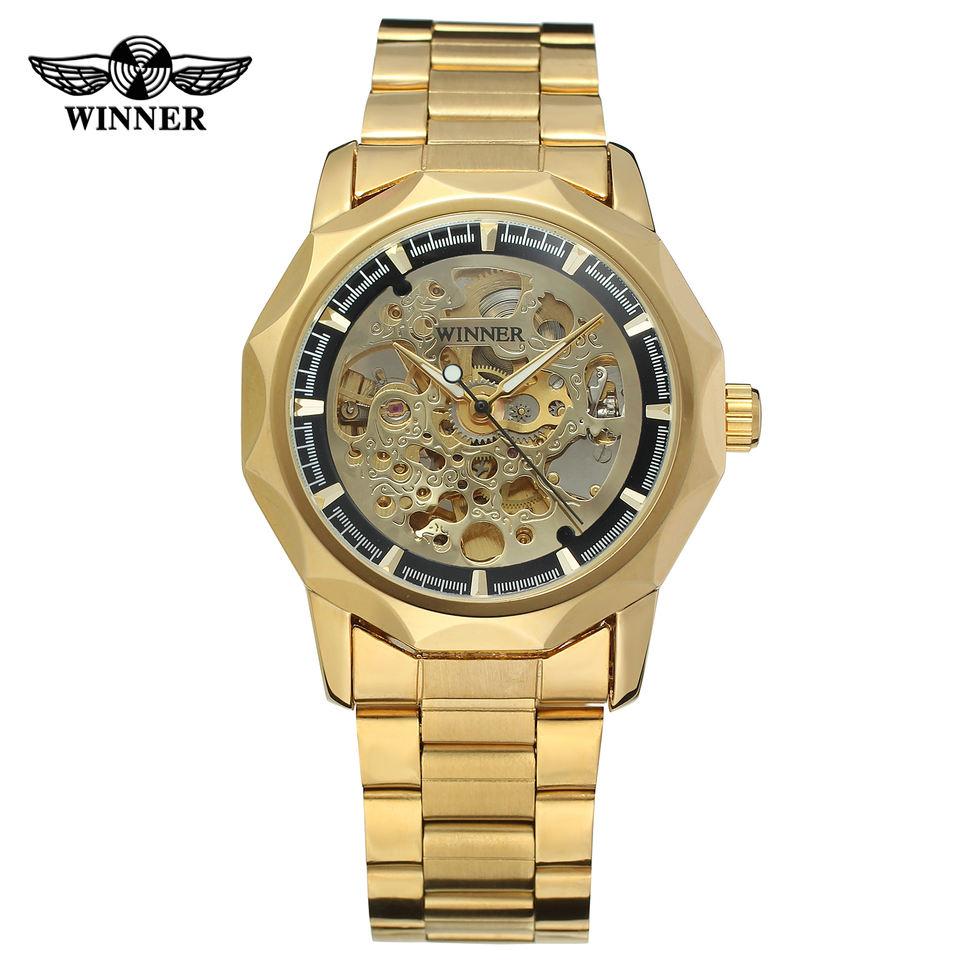 Winner Factory Gold Wrist Watch Custom Casual Montre Homme Saat Men Luxury Skeleton Automatic Men's Mechanical Watch