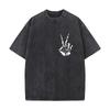 V Shaped Skeleton Hand Gesture Mens Summer Tshirt  Short Sleeve Loose Streetwear Short Sleeve Tops