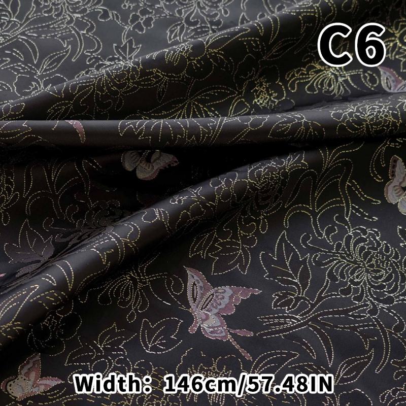 Colorful Woven Satin Butterfly Fabric Yarn-dyed Golden Silk Jacquard Fabric For Diy Sewing Dress Skirt Hanfu Qipao Bag Material
