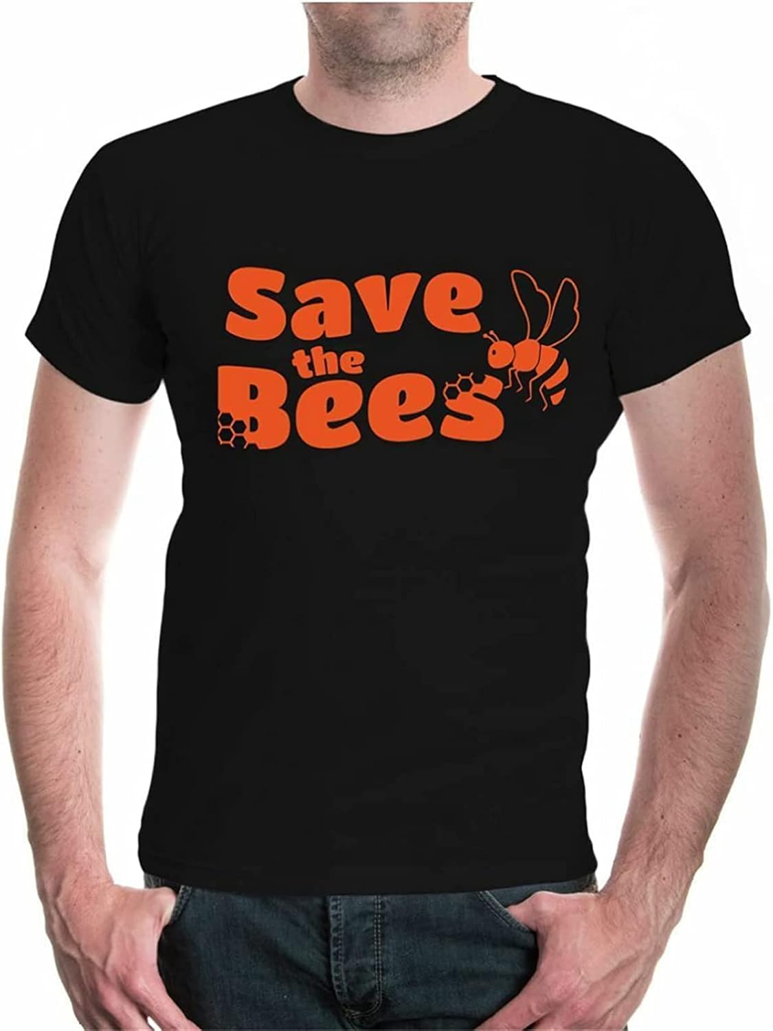 Men s Short Sleeve T Shirt Save The Bees Bee Bee Beekeeper Honey XS чёрный