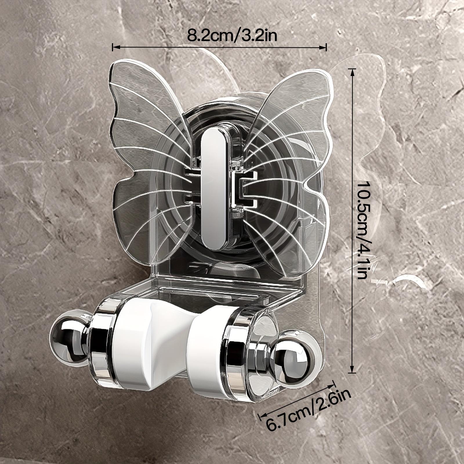 

[Adjustable Gray Shower Head Holder] Adjustable Shower Head Bracket with Butterfly Design, Wall-mounted Shower Holder, Bathroom Storage Organizer