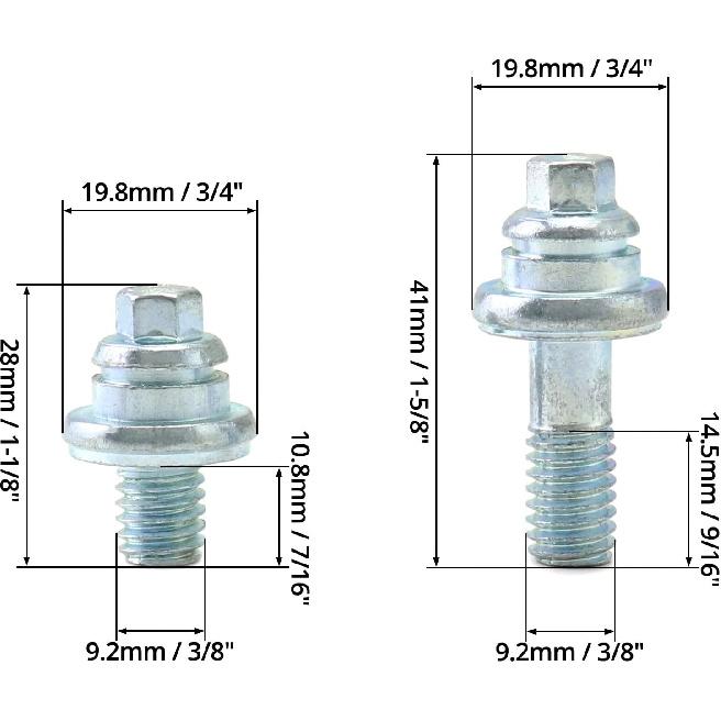 QWORK Side Post Battery Terminal Bolt, 4 Pairs 3/8" Standard Battery Terminal Stud Connector, Battery Binding Post Extender Stud Kit, (2 Different