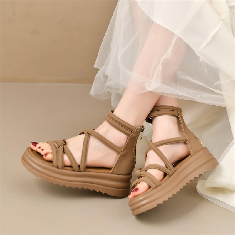 Platform Sandals Women's New Summer Fashion Versatile Design Sense Niche Temperament One-word Shoes