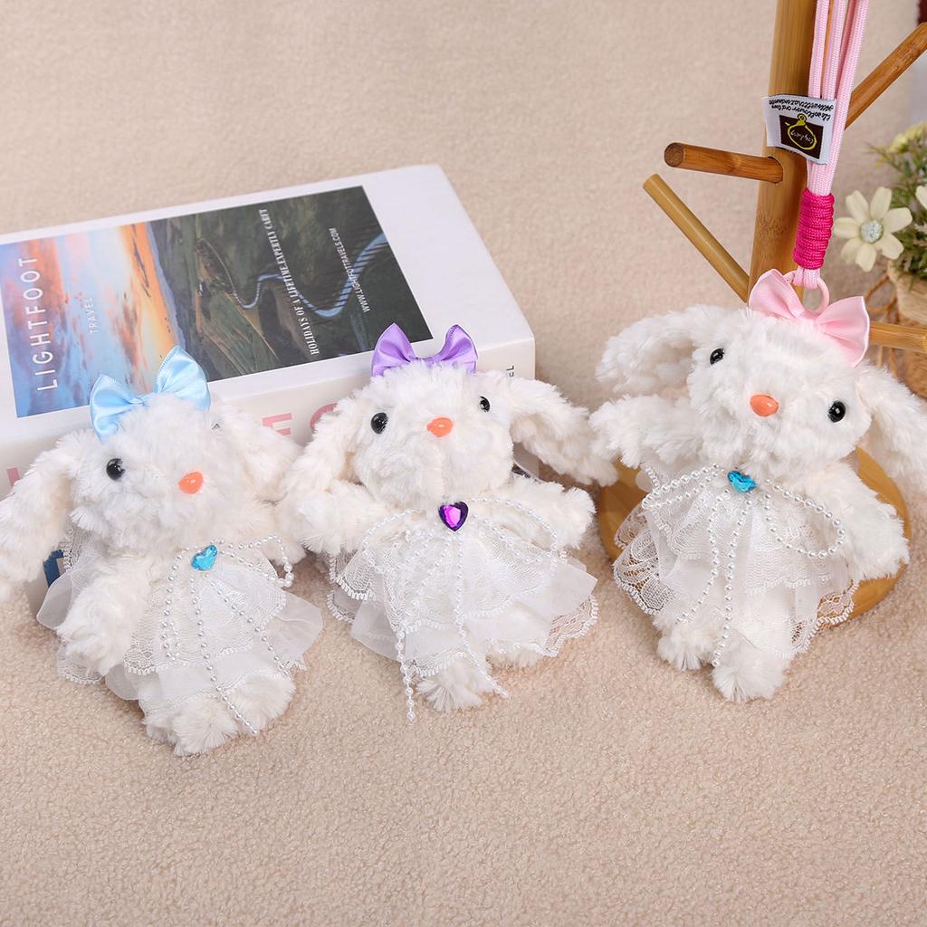 Gauze Skirt Lop Ear Rabbit Pendant Cute Bunny Doll Plush Toy Bag Pendant Girl Gift Keychain