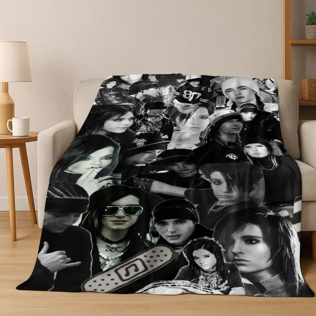 Módní Rocková Hudba Tokio Hotel Bill Tom Kaulitz Umění Flanelová Přikrývka, Útulná Měkká Přehozová Přikrývka pro Domov Ložnici Postel Pohovku Kryt Dárek