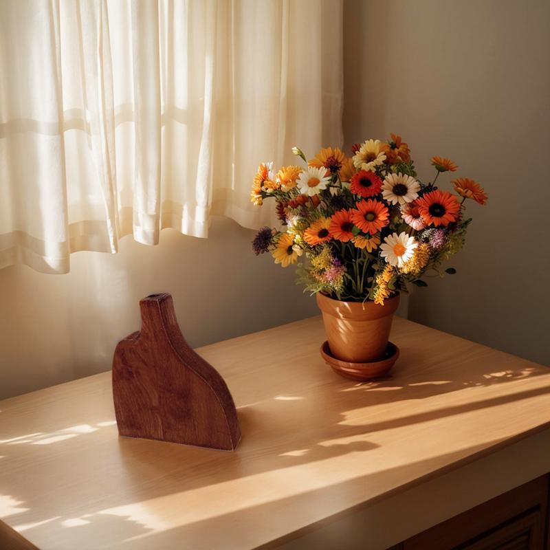 Handgefertigte Blumenkunst Schreibtischornamente Vase Heimdekorationen Holz Retro Natürliche Materialien Dekorativ 4 Stile