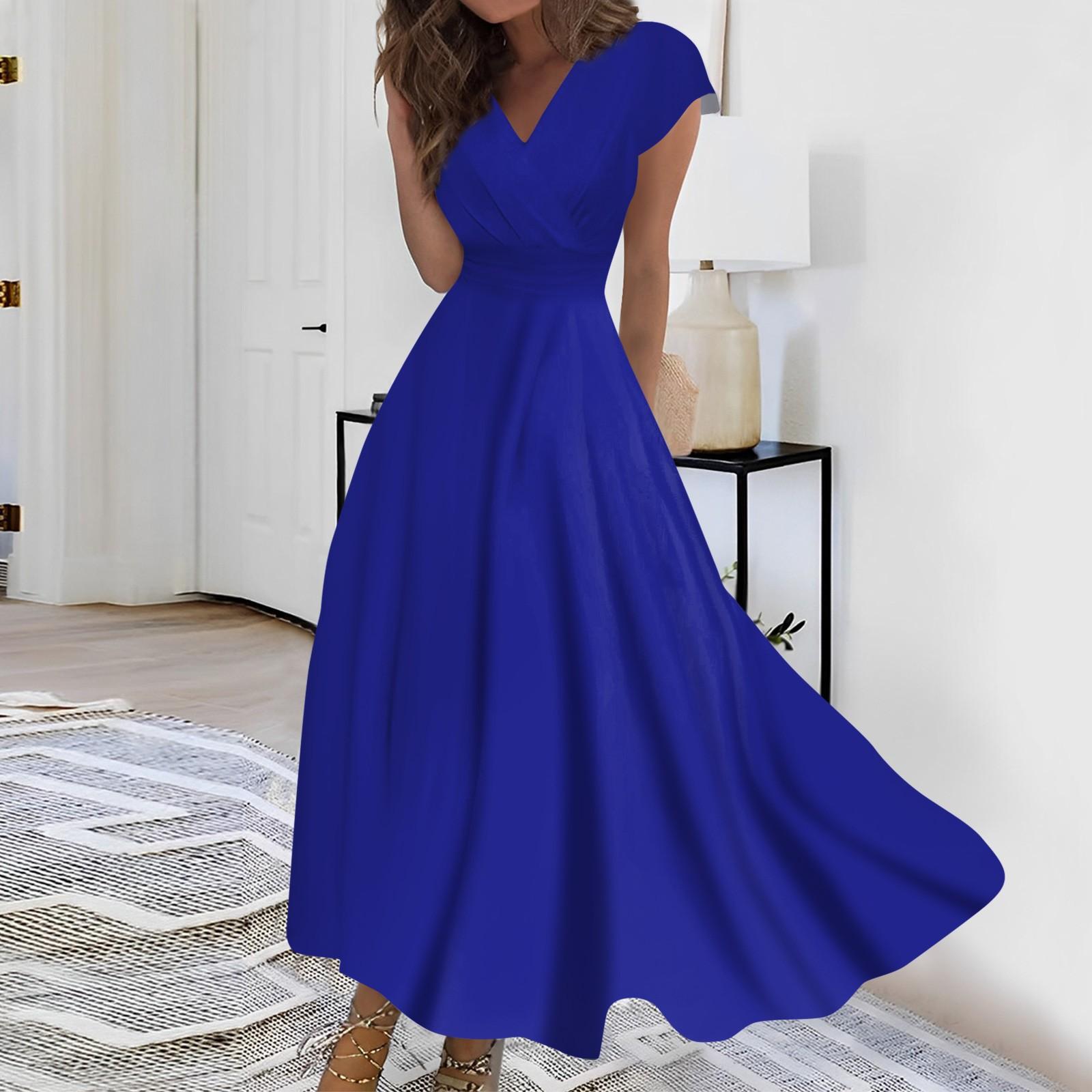 

Жен. Длинное платье Платье макси Повседневное платье Шифоновые платья Свободное платье Сплошной цвет На каждый день Для взрослых На открытом воздухе Повседневные платья С рюшами С короткими рукавами Платье с v-образным вырезом L