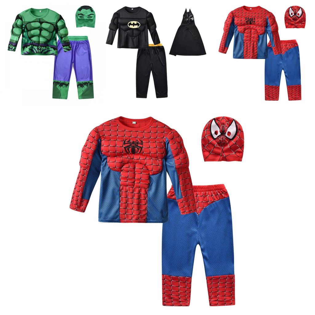 Spider Man Captain America Hulk Batman Superman Kinderen Cosplay Kostuum Set Met Polyester En Spandex Voor Halloween En Podiumshows