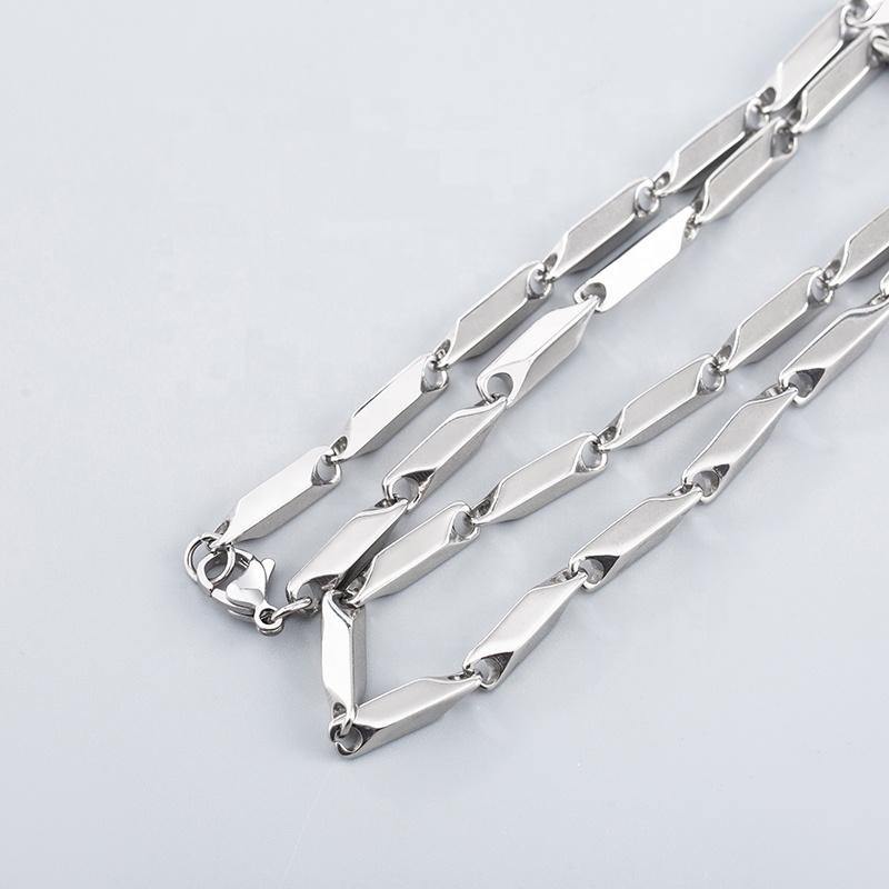 Simple Temperamental Neutral 304L Stainless Steel Prismatic Splicing Necklaces for Daily Adornment