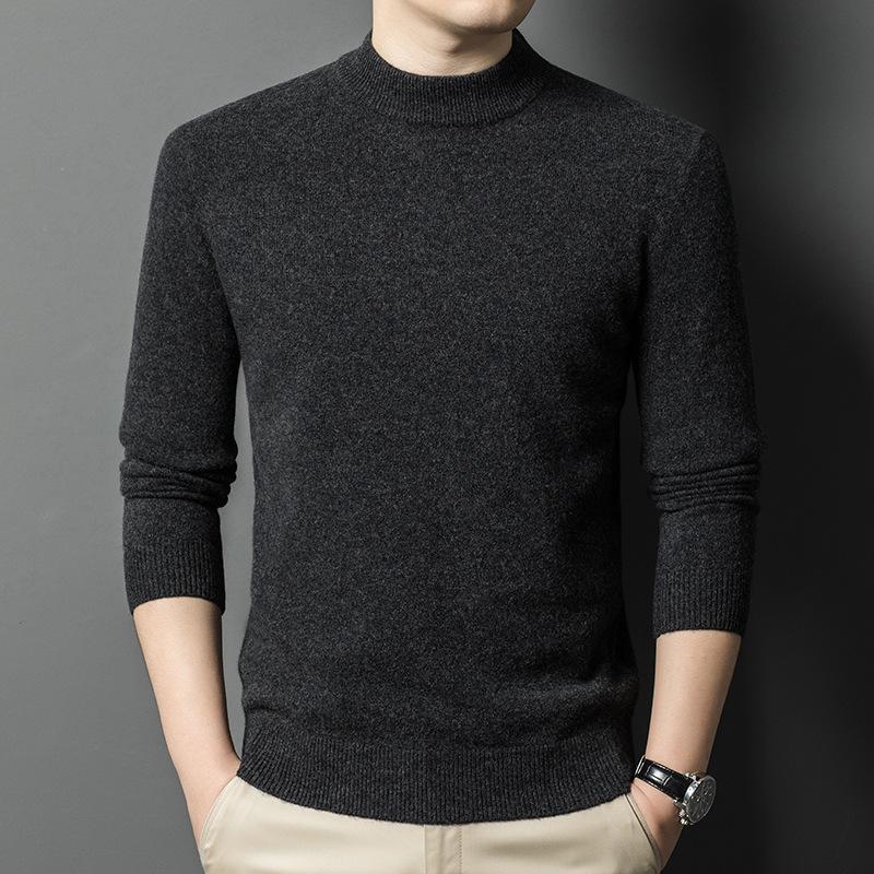 

Мужской свитер Высококачественный Повседневный Полуводолазка Зимний Базовый Вязаный свитер Свитер 190