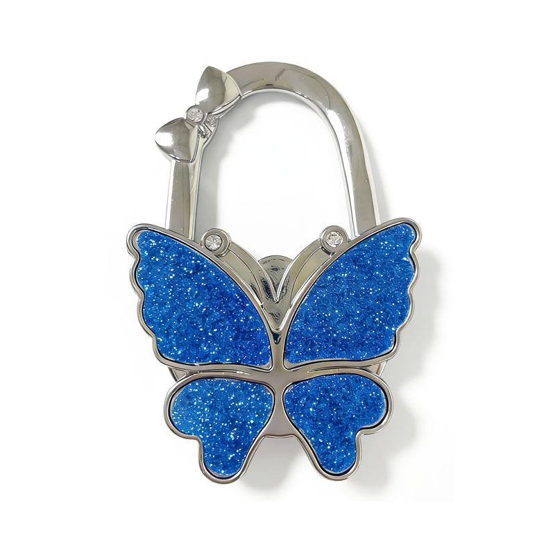 Large Matte Butterfly Hanging Bag Hook - Foldable Women's Bag Buckle & Portable Table Edge Hook for Luggage Accessories.