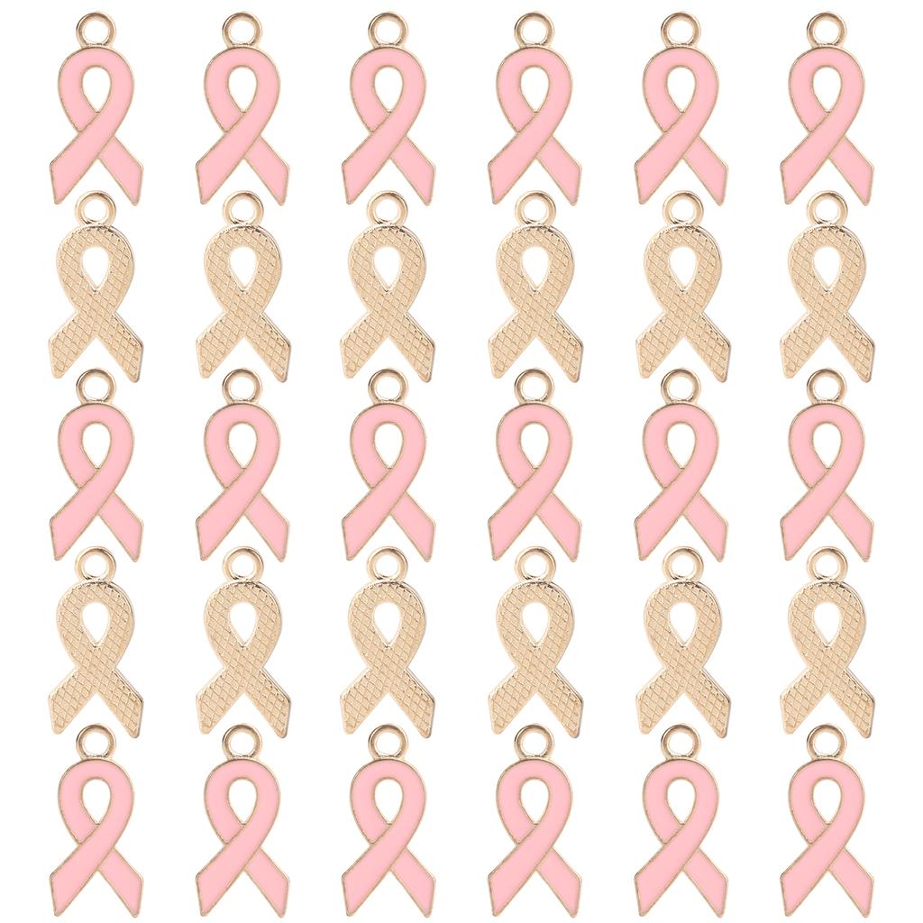 30pcs Ribbon Pendant Jewelry Making DIY Accessories for Necklace Bracelet Key Chain Pink