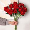 15PCS Simulation Velvet Roses Real Touch Artificial Flowers for Wedding Decor Home Party Red Velvet Cloth Roses 50cm