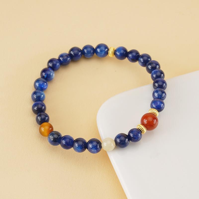 Tichiya Blue Crystal & Agate Bracelet - Women s S925 Sterling Silver, Chinese Cultural Design. 925 Silver
