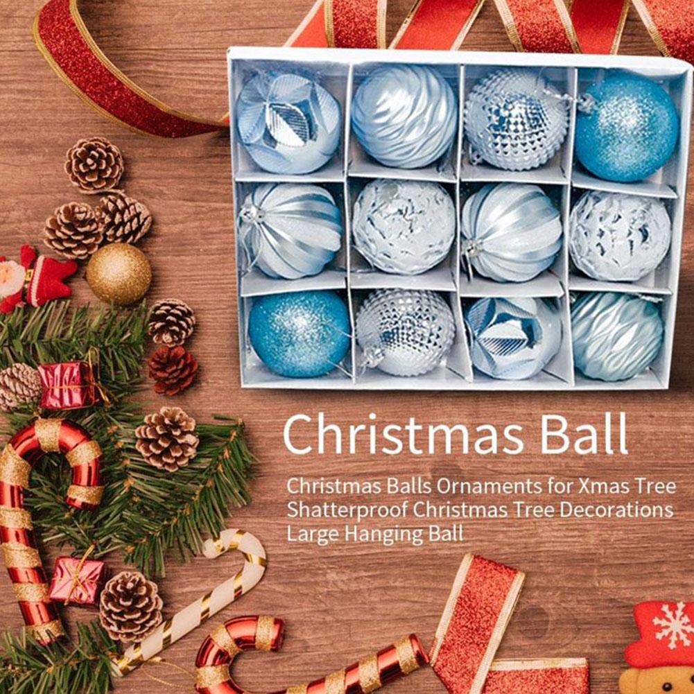 12pcs/set Christmas Pine Tree Ornament 6cm Christmas Tree Hanging Ball Pendant Red Green Gold Ball Ornaments New Year Decoration
