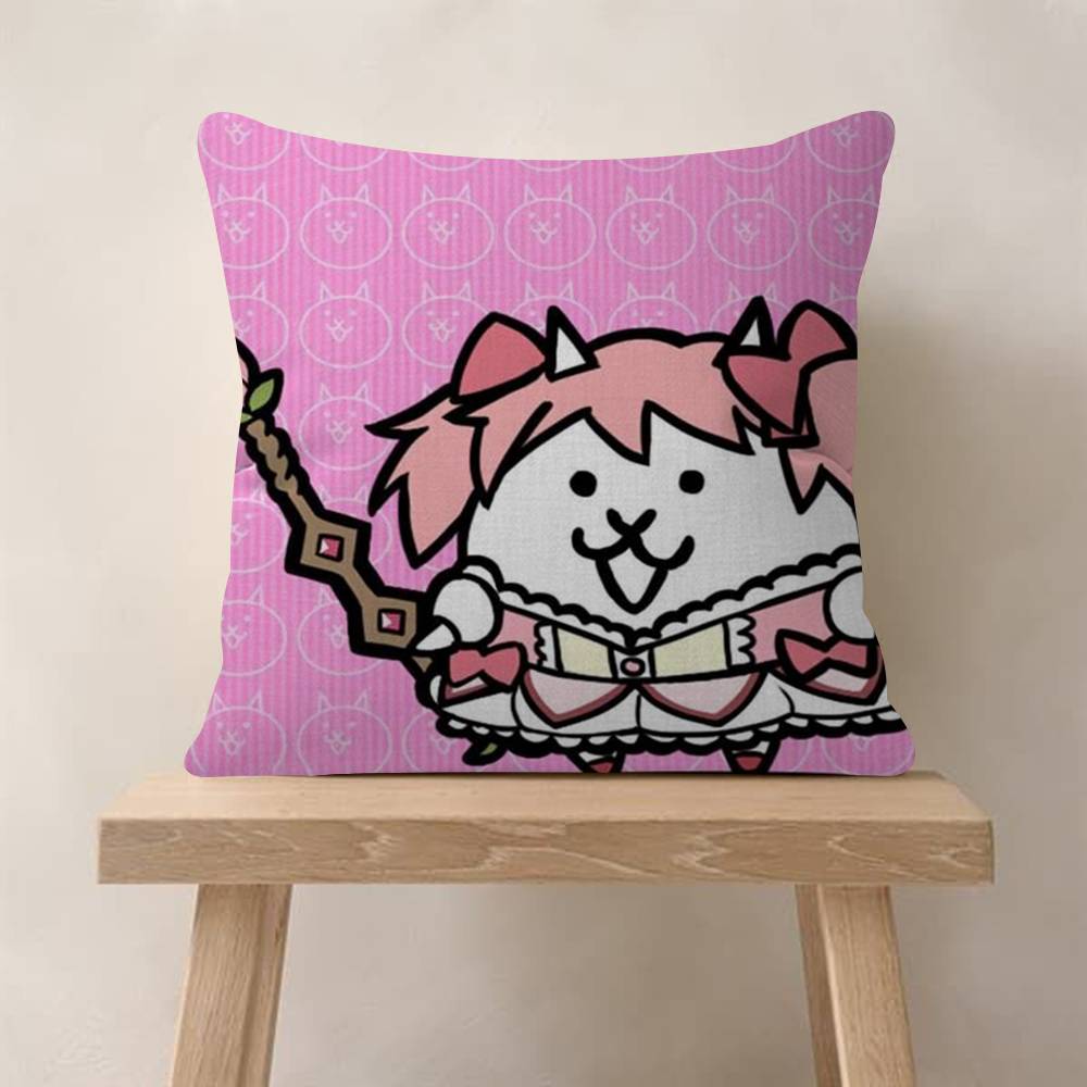 Game BBattle Cats Anime  Cushion Cover Car Throw Pillow Case For Sofa Car Christmas Gift 40x40cm 45x45cm